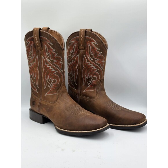 Ariat Sport Herdsman Mens 10 EE Brown Leather Square Toe Western Cowboy Boots
